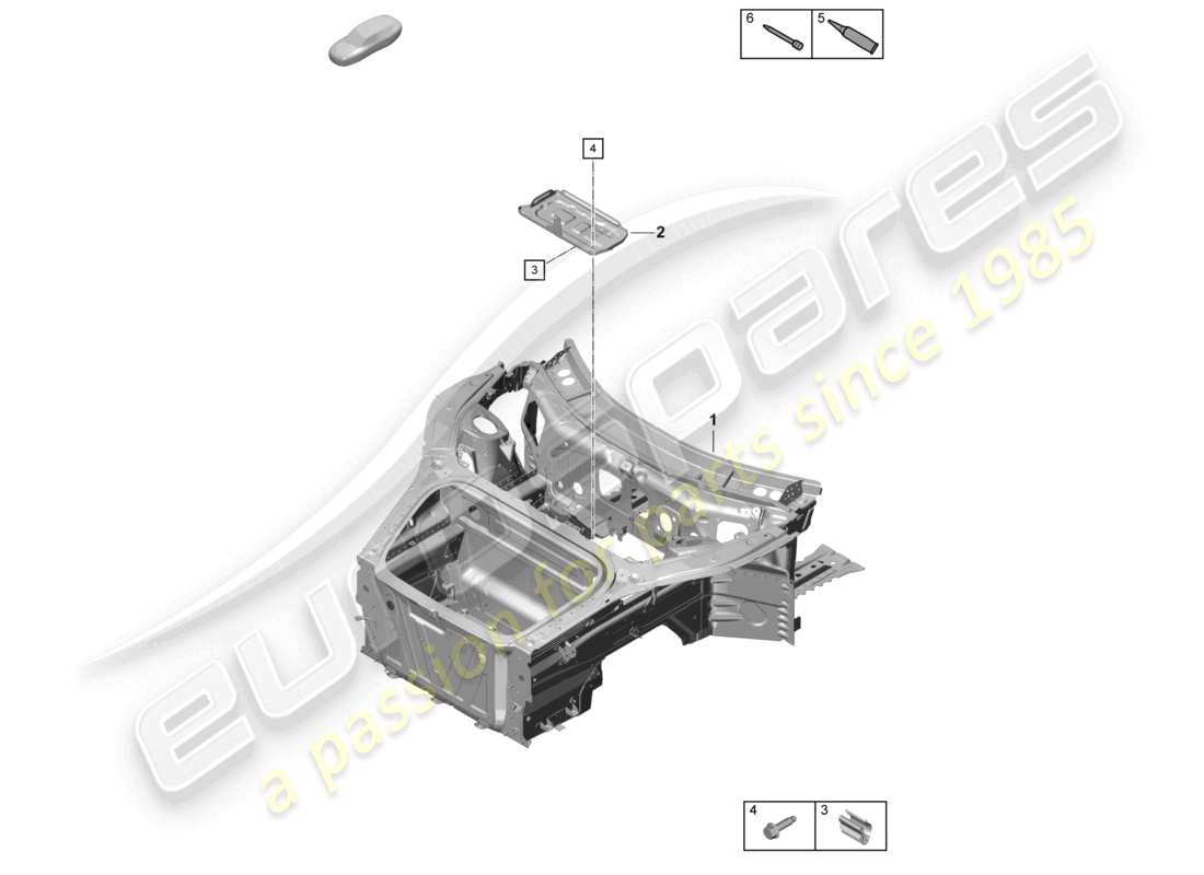 porsche 2021 (718 cayman gt4) frontend (komplett) teilediagramm