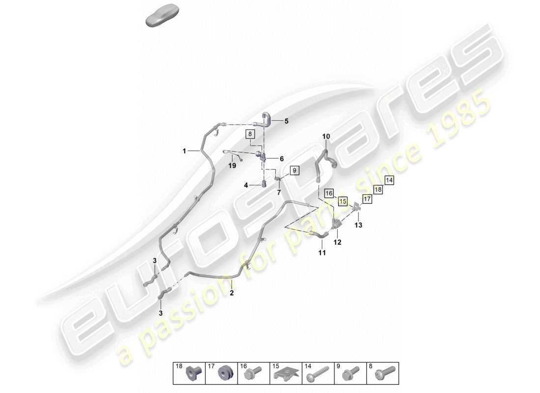 porsche 2023 (992-1 turbo / s) teilediagramm für die heizung des kühlmittelkühlsystems
