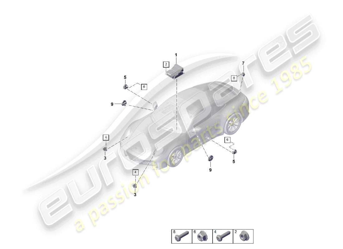 porsche 2024 (992-2) steuergerät für airbag crashsensor für airbag fußgängerschutz teileübersicht
