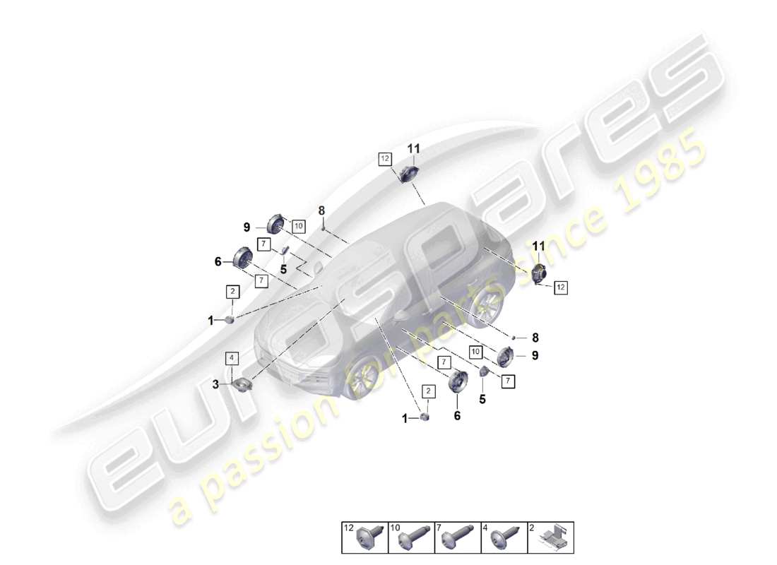 porsche 2025 (cayenne e3 pa) lautsprecher-teilediagramm