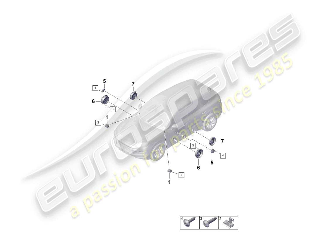 porsche 2025 (cayenne e3 pa) lautsprecher-teilediagramm