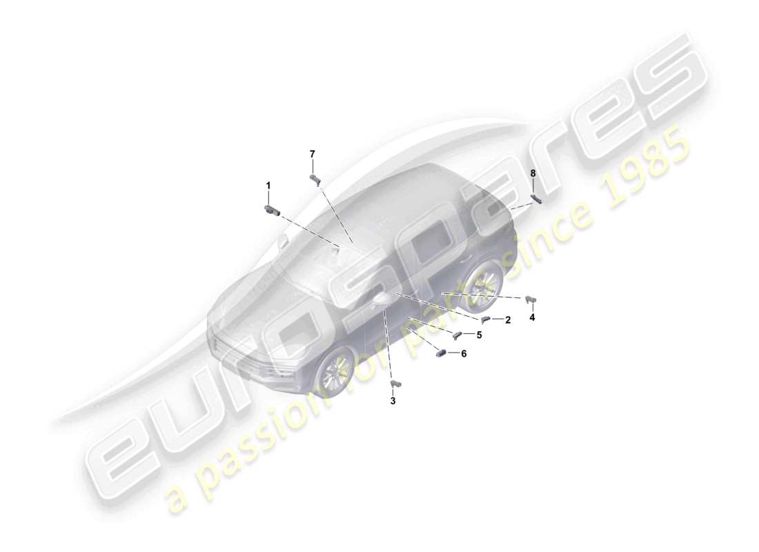 porsche 2024 (cayenne e3 pa) innenbeleuchtung außenspiegel türwarnleuchte lichtteildiagramm