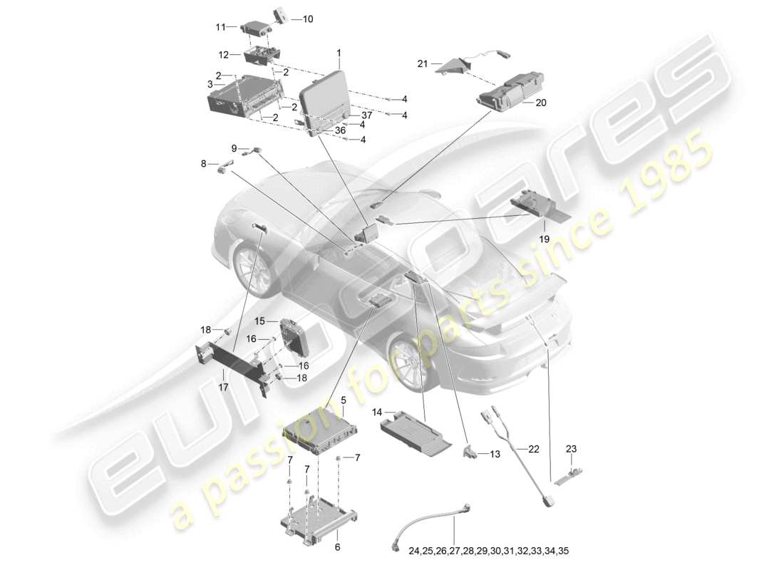 porsche 2021 (991-2 r/gt3/rs) display zentralrechner navigationssystem tv mikrofon multimedia-schnittstelle kamera verbindungslinie d - mj 2018>> teilediagramm