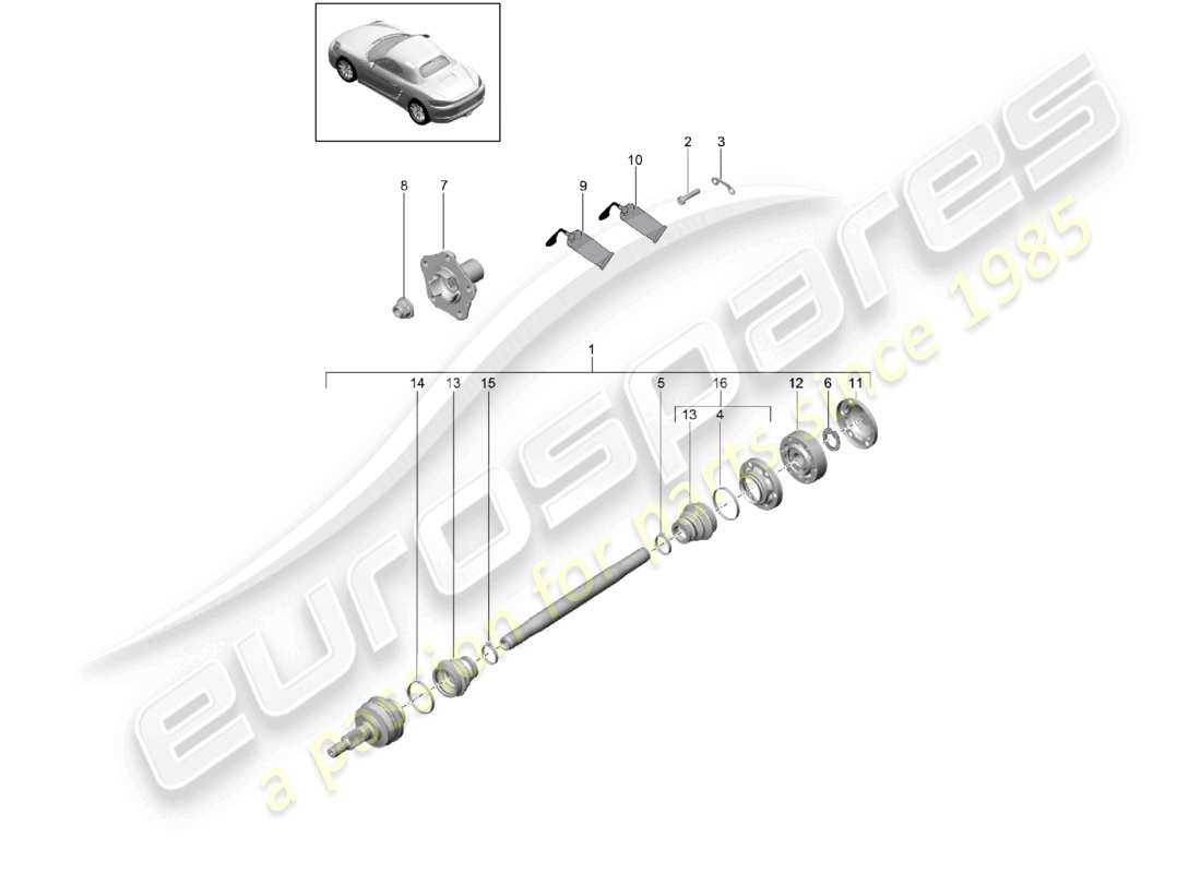 porsche 2021 (718 boxster) antriebswelle radnabe teilediagramm