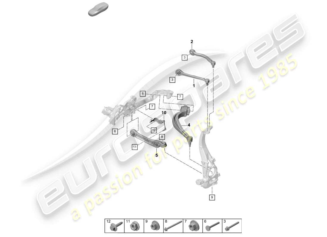 porsche 2025 (cayenne e3 pa) querlenker vorderachse teilediagramm