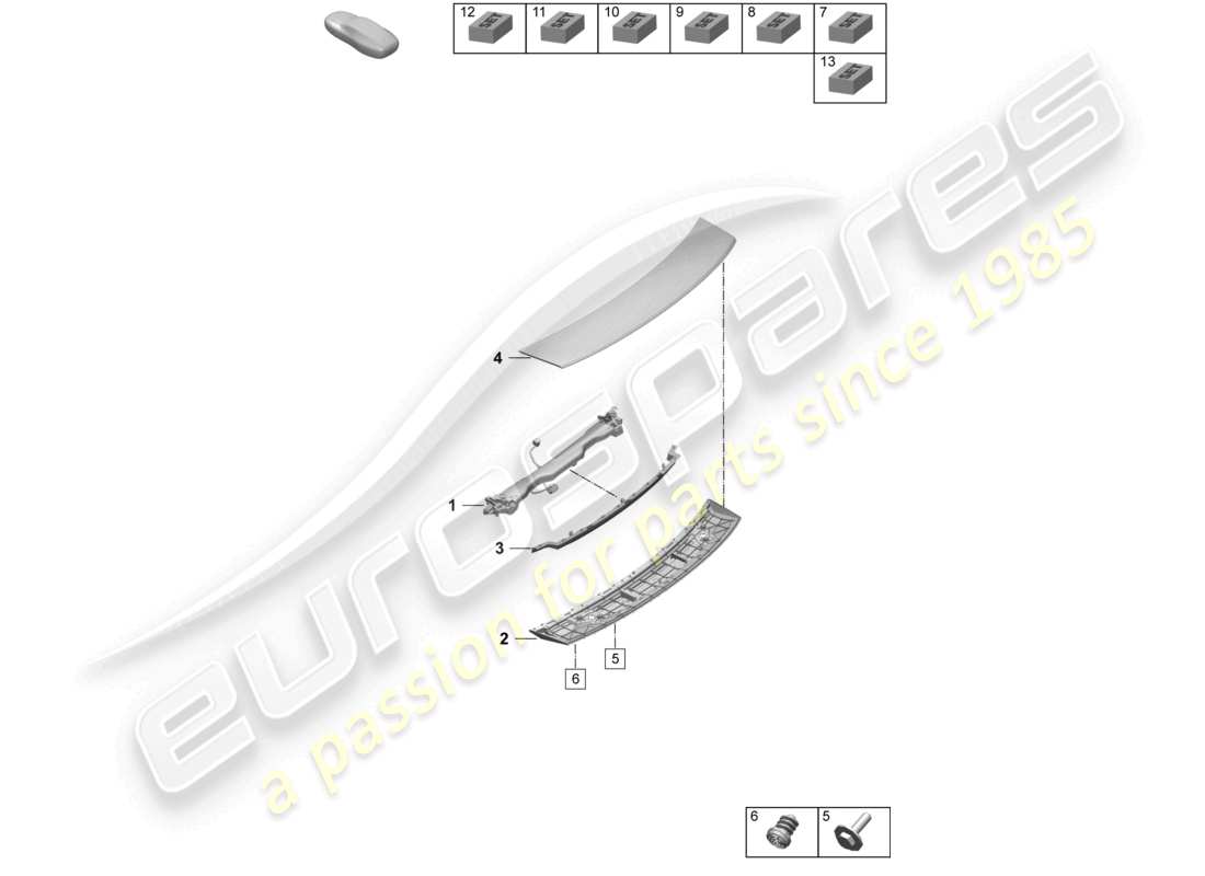 porsche 2025 (taycan 9j1-2) heckspoiler teilediagramm