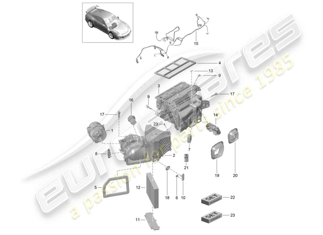 porsche 2021 (991-2 r/gt3/rs) klimaanlage und einzelteile teilediagramm