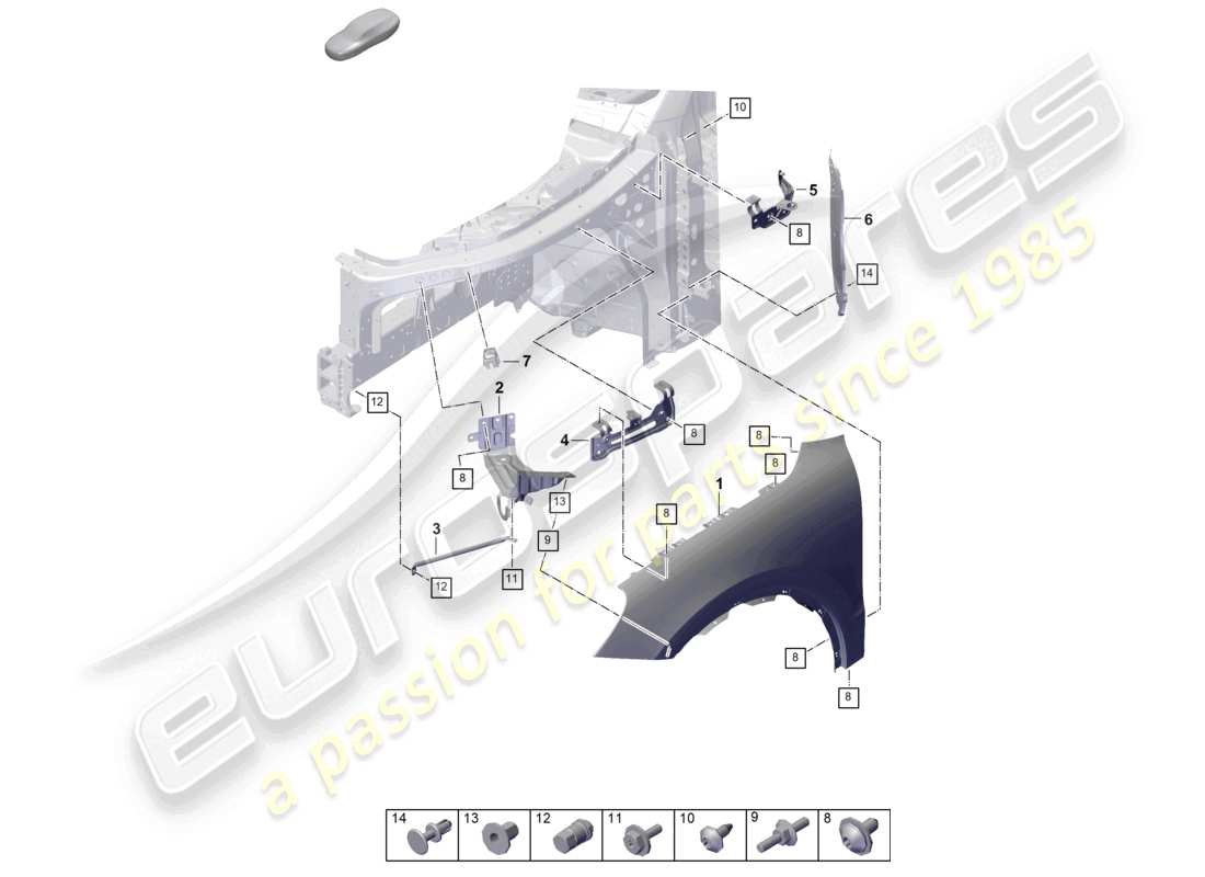 porsche 2025 (cayenne e3 pa) wing-teilediagramm