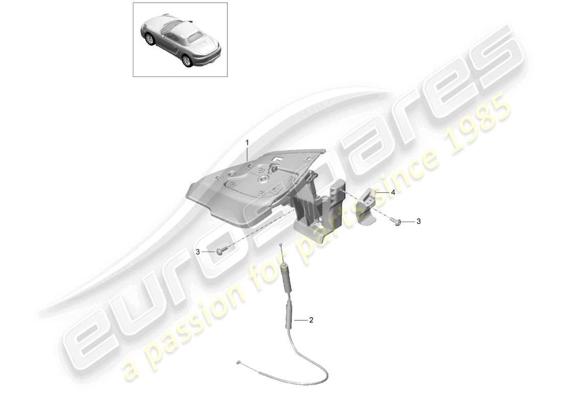 porsche 2021 (718 boxster) klappenseite cabrioverdeck teilediagramm