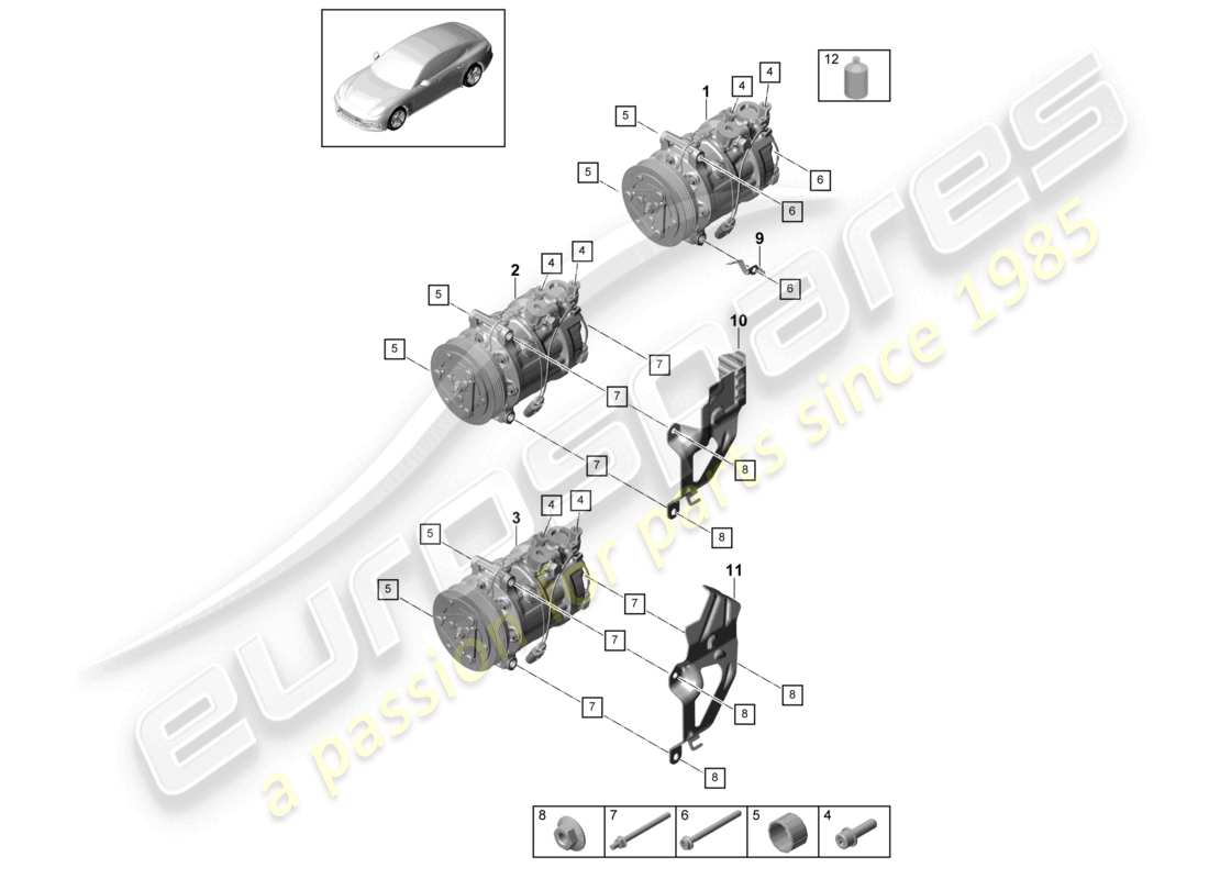 porsche 2021 (panamera 971-1) kompressor klimaanlage r1234yf ersatzteildiagramm