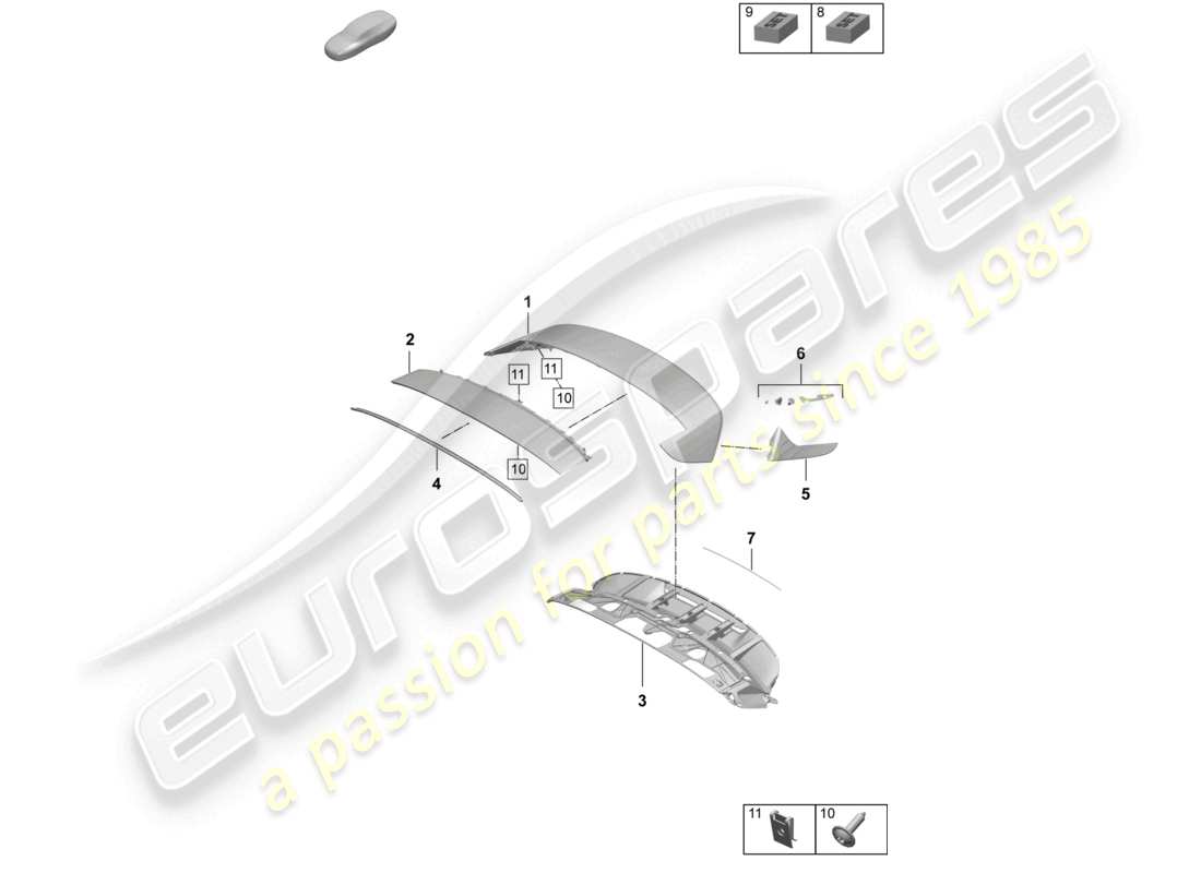 porsche 2025 (taycan 9j1-2) heckspoiler cuv teilediagramm