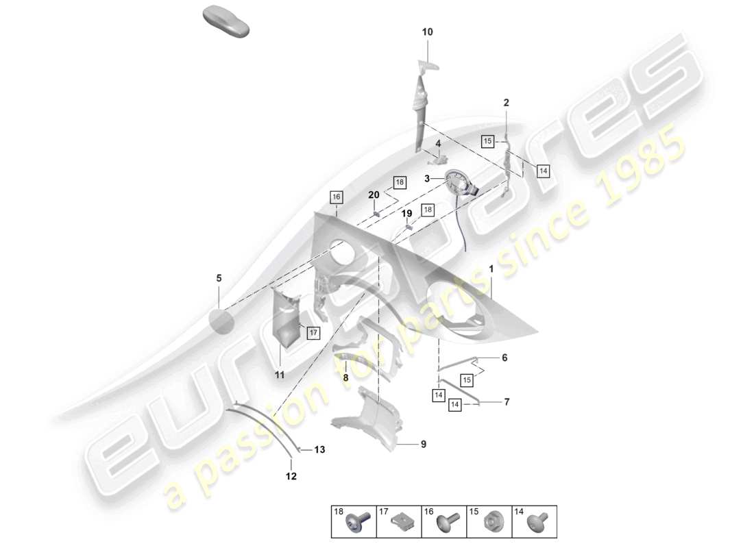 porsche 2025 (992-2 gt3/rs/st) wing-teilediagramm