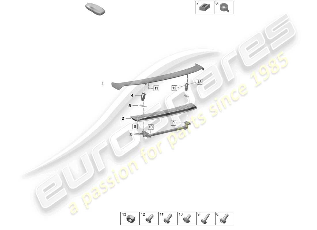 porsche 2025 (taycan 9j1-2) heckspoiler teilediagramm