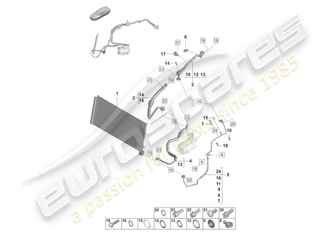 porsche 2024 (panamera 971-2) kältemittelkreislauf v6 bt r1234yf kühlmittel teilediagramm