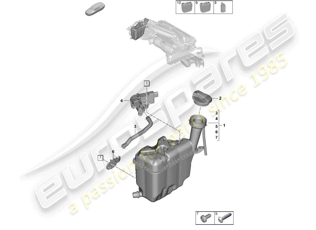 porsche 2024 (992-2) kühlmittelausgleichsbehälter - teilediagramm