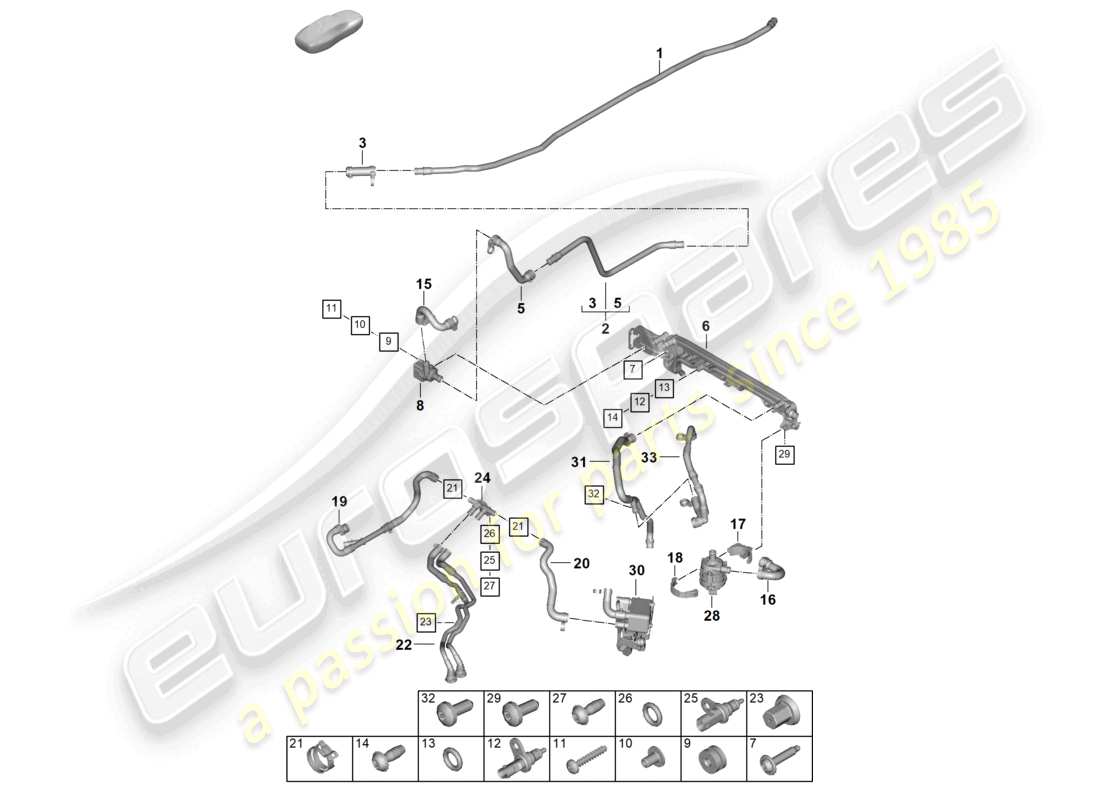 porsche 2024 (992-2) kühlmittelkühlsystem motorheizung teilediagramm