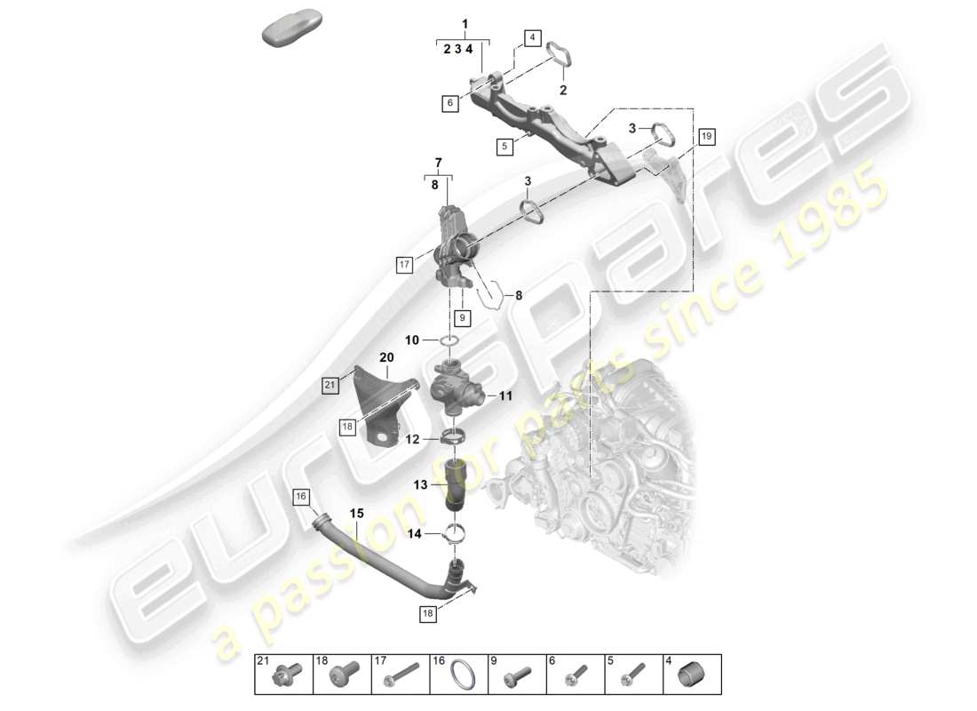 porsche 2024 (992-2) aggregateträger kühlmittelrohr teileübersicht