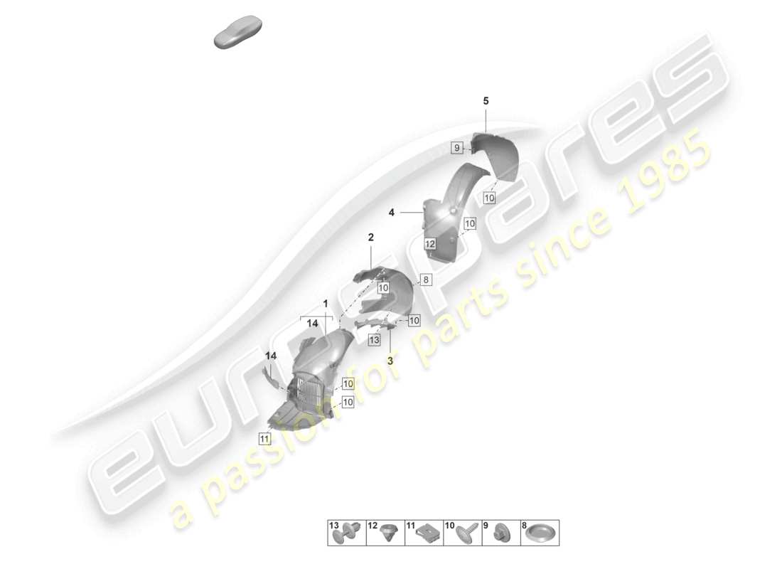 porsche 2021 (992-1 gt3/rs/st) radkasteninnenblech ersatzteildiagramm