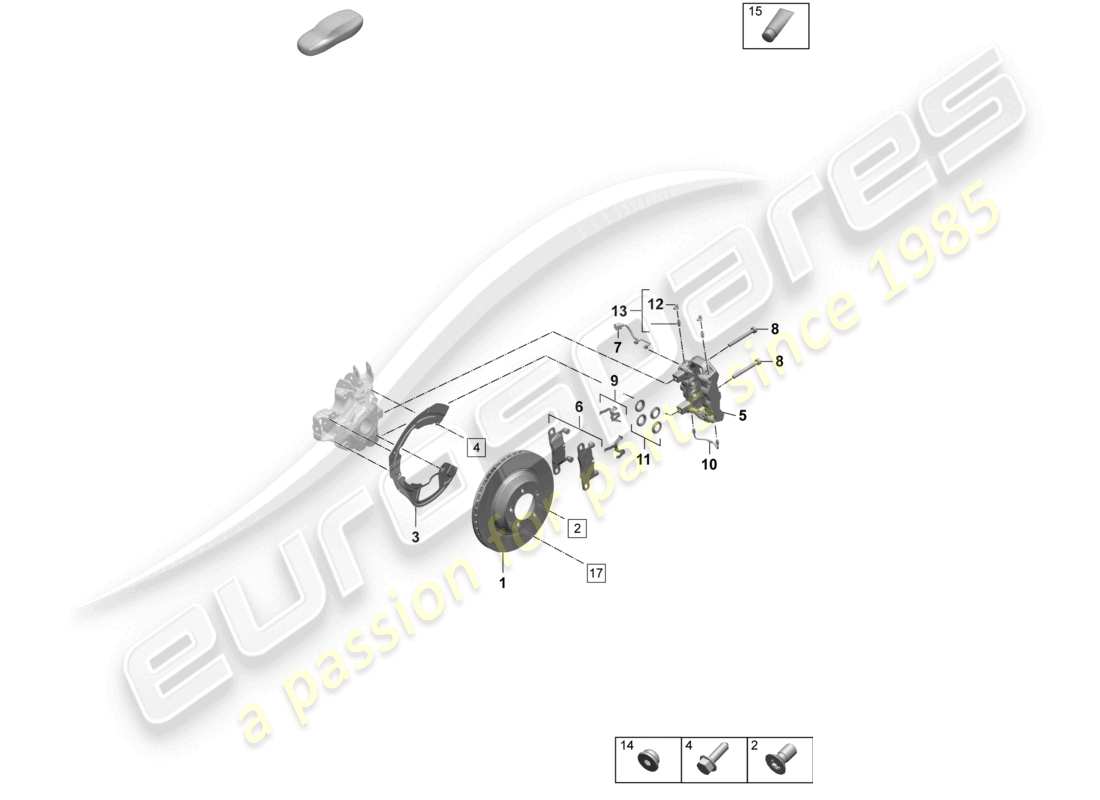 porsche 2025 (taycan 9j1-2) scheibenbremse 18 hinterachse rot ersatzteilzeichnung
