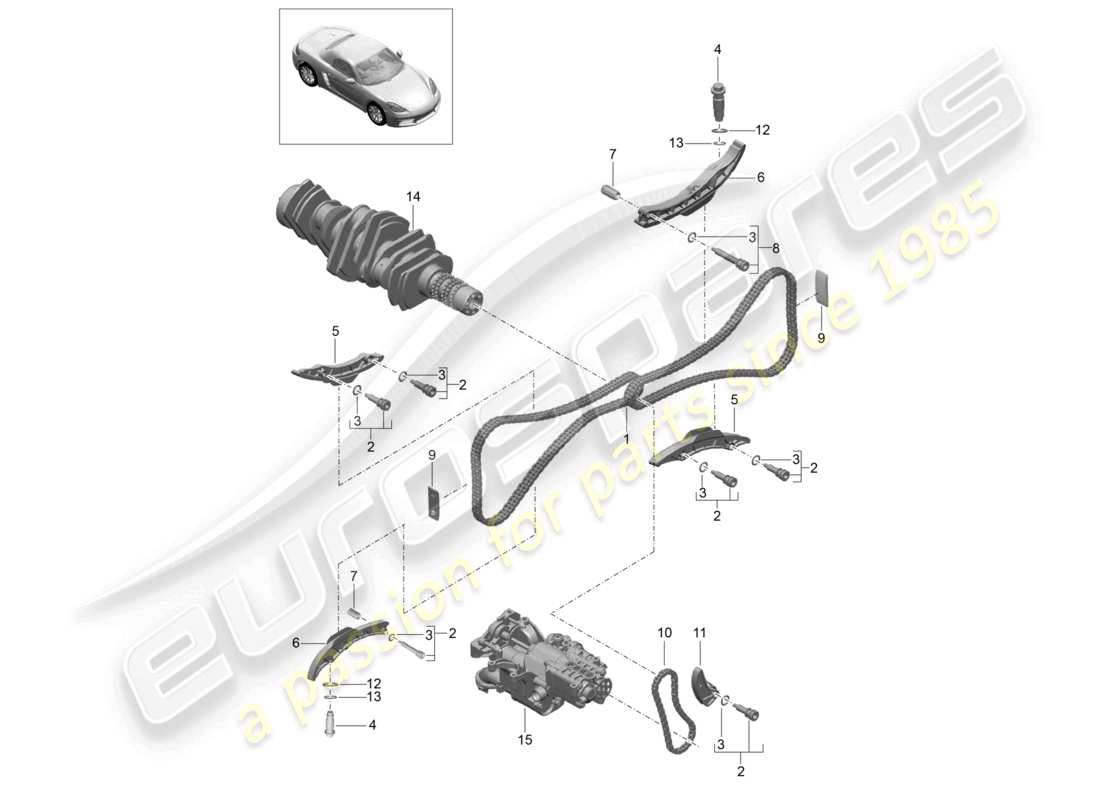 porsche 2024 (718 boxster) steuerkette ersatzteildiagramm