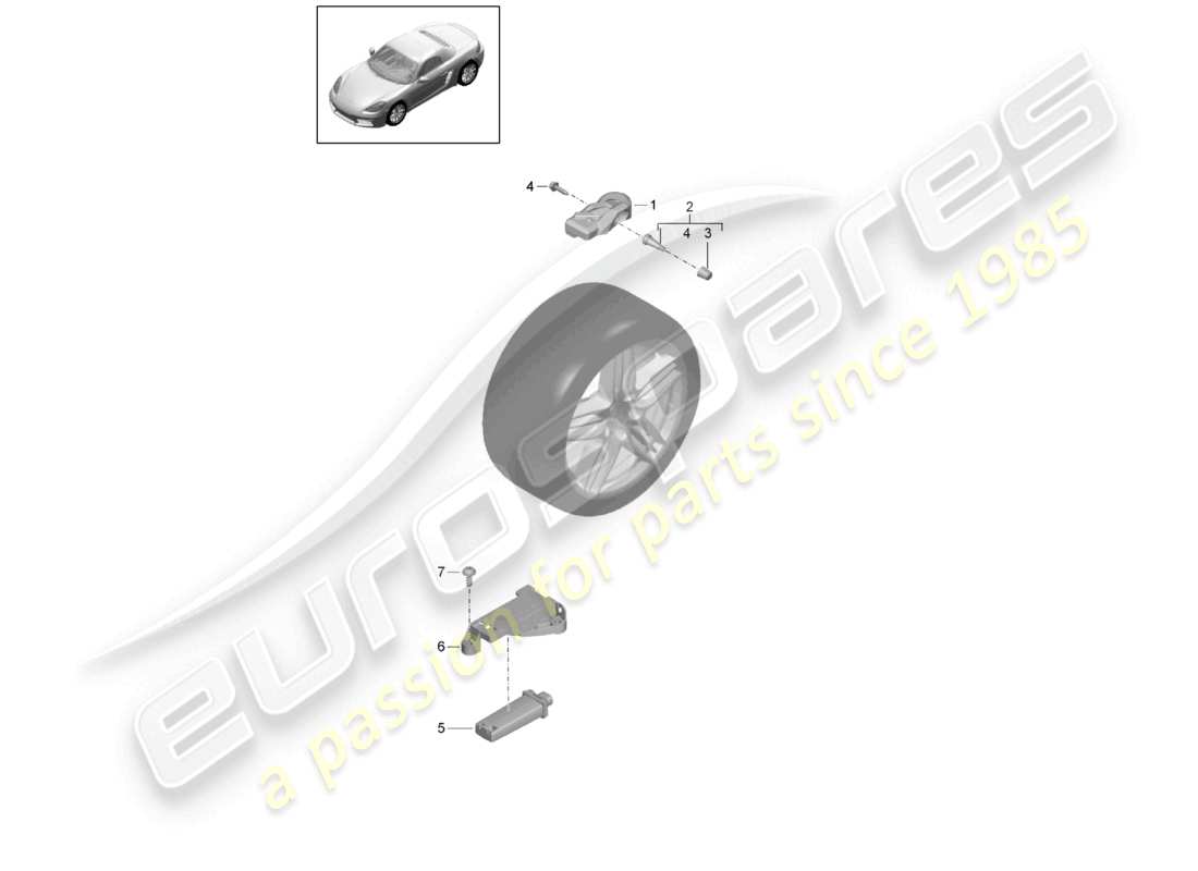 porsche 2021 (718 boxster) reifendruck-kontrollsystem teilediagramm