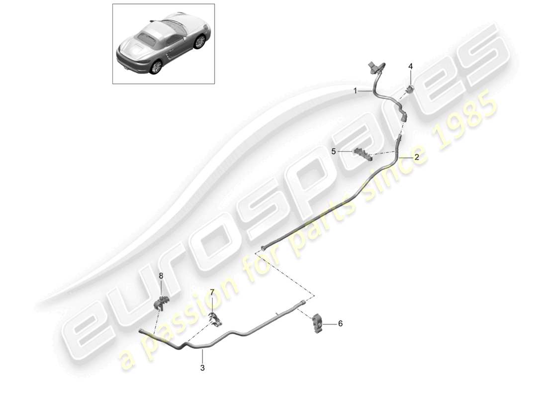 porsche 2021 (718 boxster) unterdruckleitung vorn bremskraftverstärker mitte hinten teilediagramm