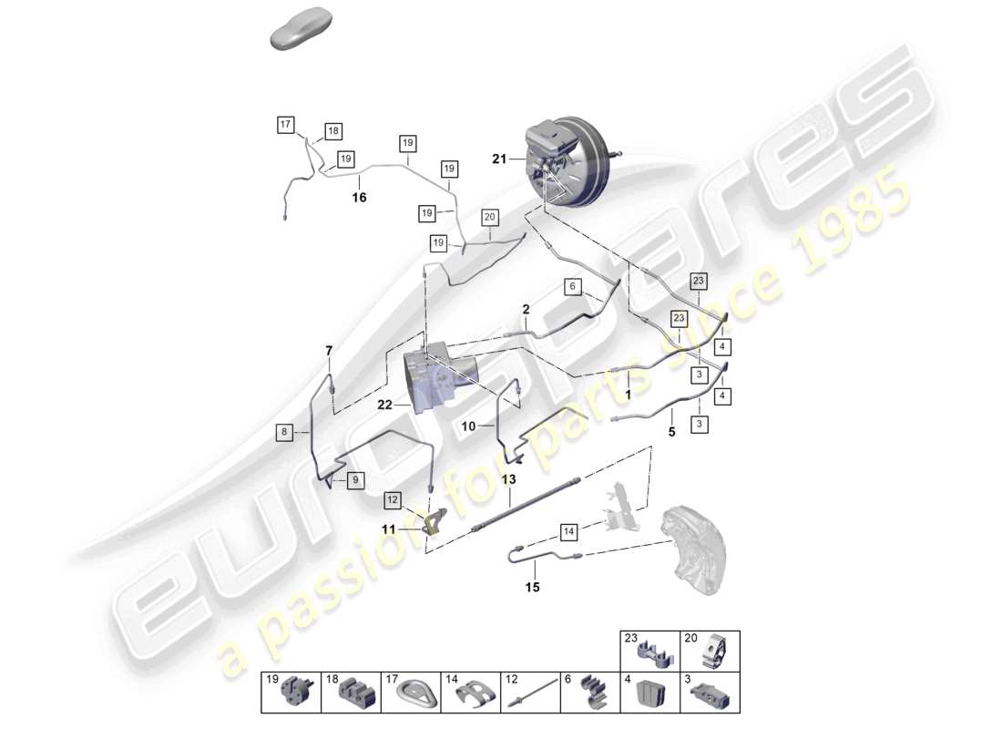 porsche 2025 (cayenne e3 pa) bremsleitung vorderes ende teilediagramm