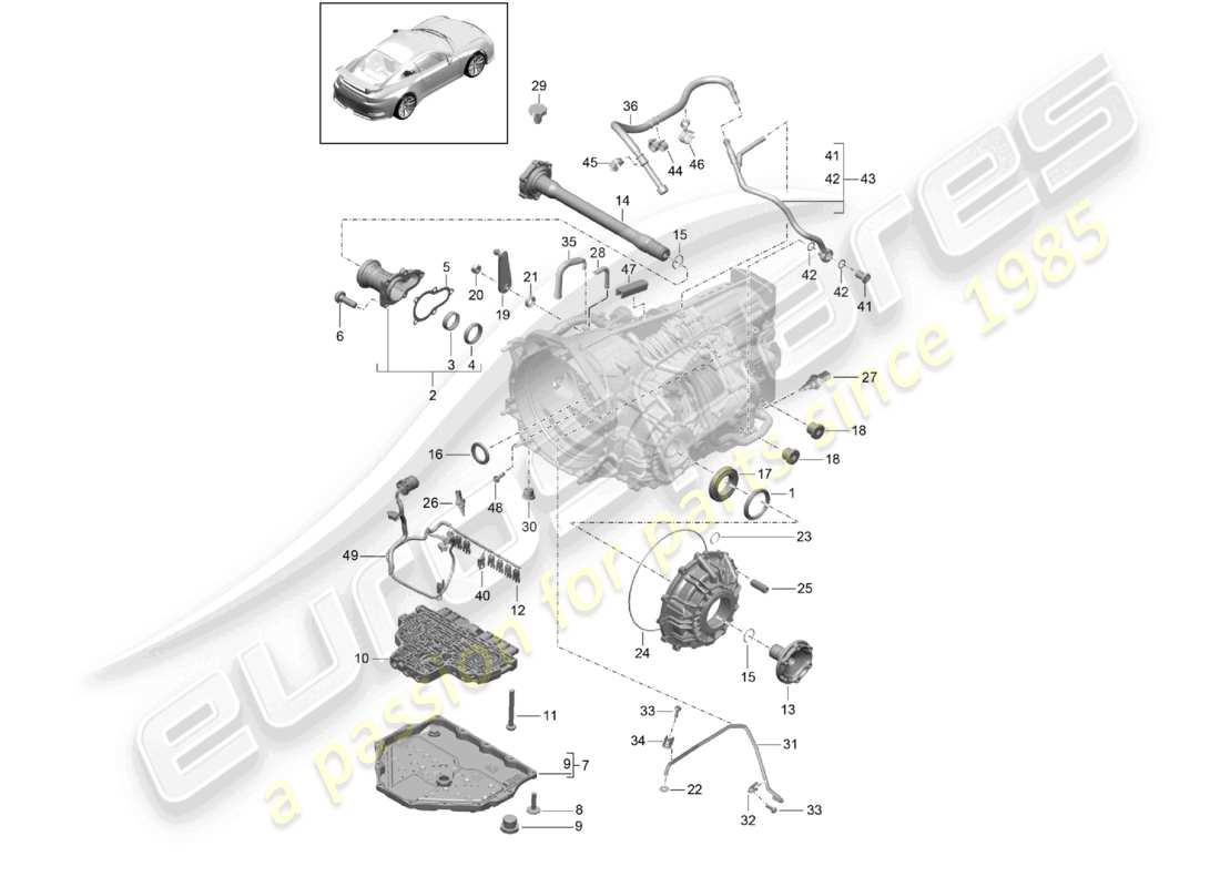 porsche 2021 (991-2 r/gt3/rs) - pdk - getriebe einzelteile teilediagramm