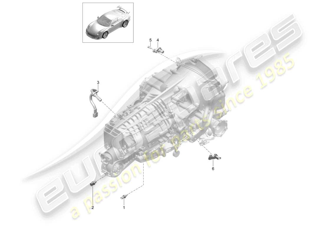 porsche 2021 (991-2 r/gt3/rs) schaltgetriebe einzelteile teilediagramm