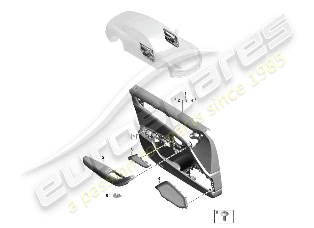 porsche 2024 (panamera 976) türverkleidung vordertüren clubleder teilediagramm