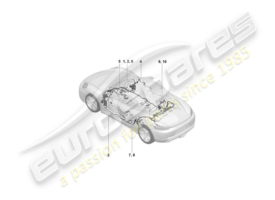 porsche 2025 (718 cayman gt4) kabelbäume airbag für fahrzeuge mit sicherheitsgurten teilediagramm
