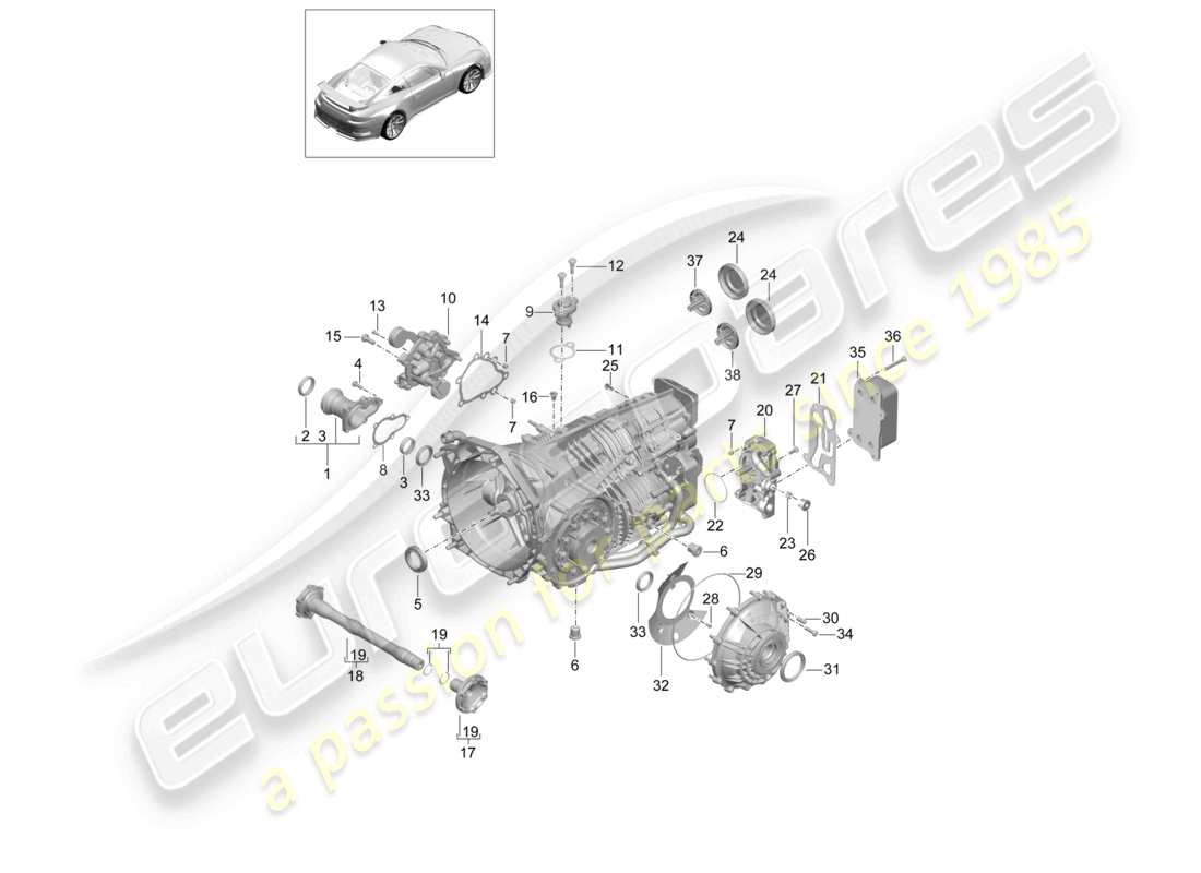 porsche 2021 (991-2 r/gt3/rs) schaltgetriebe einzelteile teilediagramm