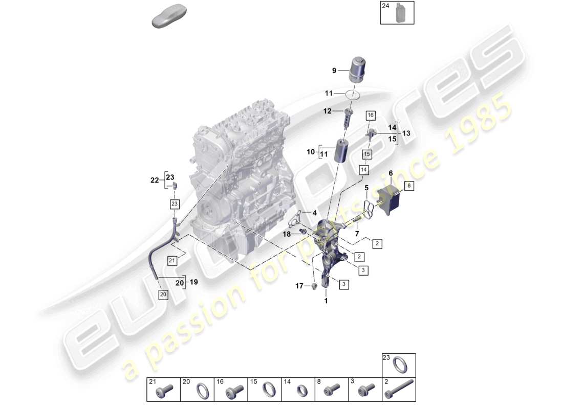 porsche 2025 (cayenne e3 pa) ölfilter konsole ölkühler teilediagramm