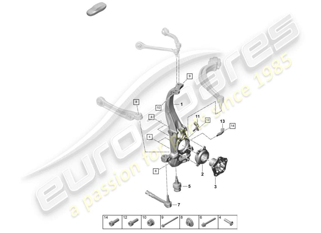 porsche 2025 (cayenne e3 pa) radträger schwenklagerung radnabe vorderachse teilediagramm