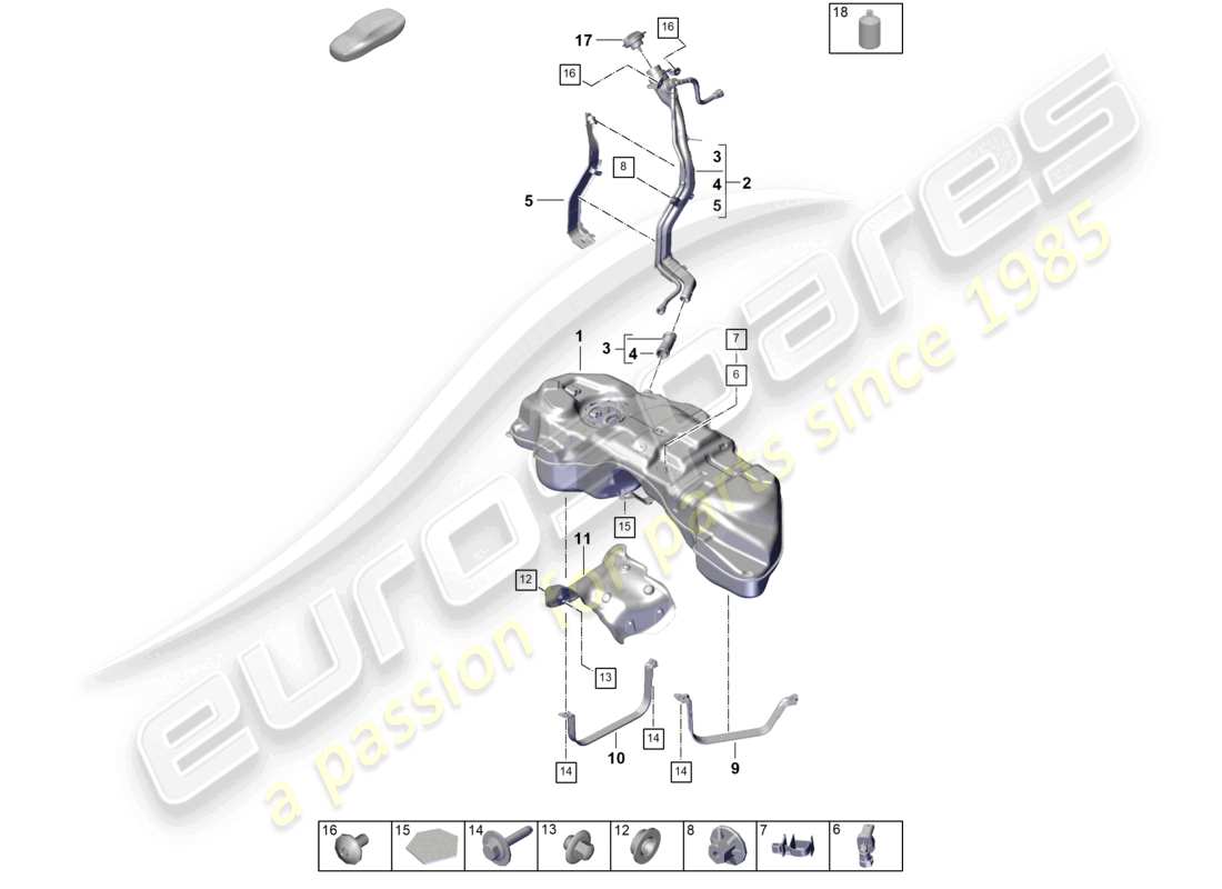 porsche 2025 (cayenne e3 pa) kraftstofftank mit anbauteilen d - mj 2025>> ersatzteildiagramm