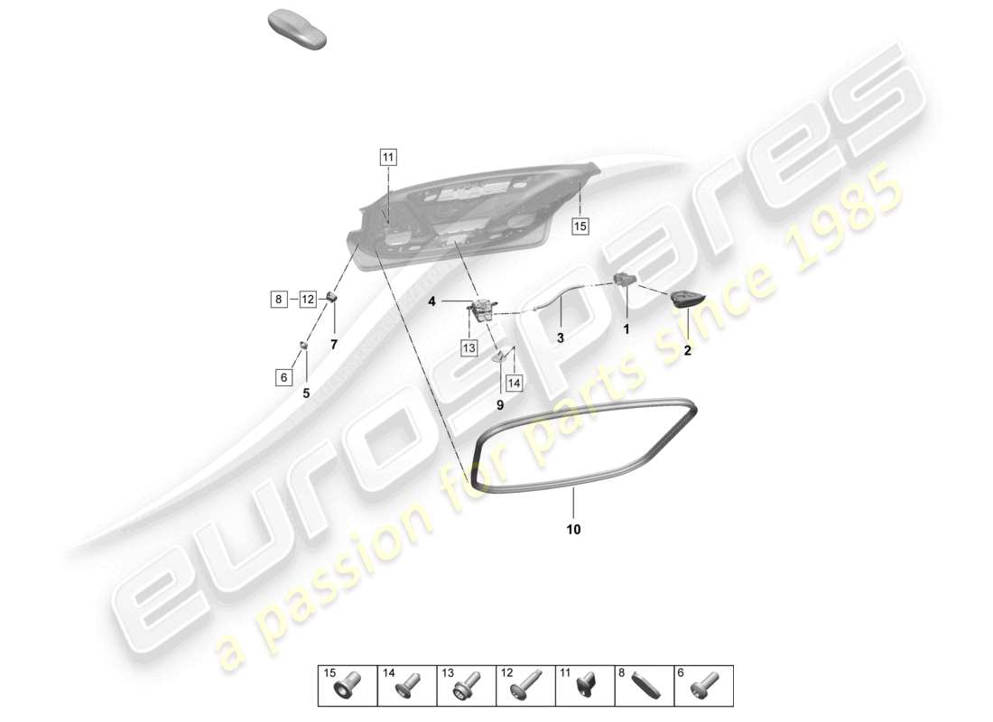 porsche 2025 (taycan 9j1-2) heckklappe zubehör teilediagramm