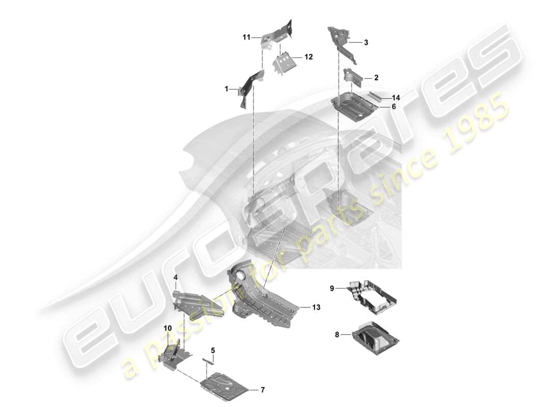 porsche 2024 (cayenne e3 pa) bodenplatten vorne teilediagramm