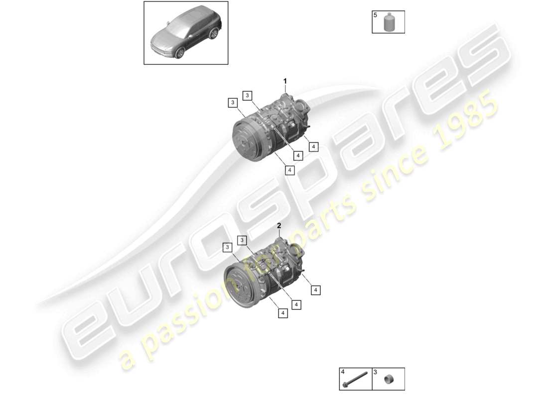 porsche 2024 (cayenne e3 9ya/9yb) kompressor klimaanlage r1234yf ersatzteildiagramm