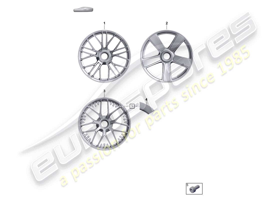 porsche 2025 (992-2) leichtmetallfelge mit zentralverschluss ersatzteildiagramm