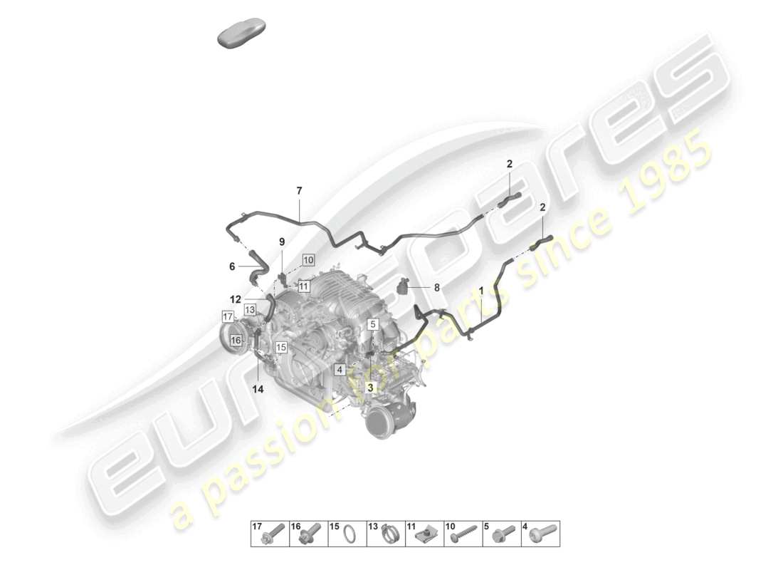 porsche 2023 (992-1 gt3/rs/st) teilediagramm für die heizung des kühlmittelkühlsystems