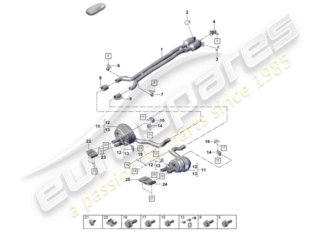 porsche 2024 (panamera 976) abgasanlage vorschalldämpfer nachschalldämpfer endrohr teilediagramm