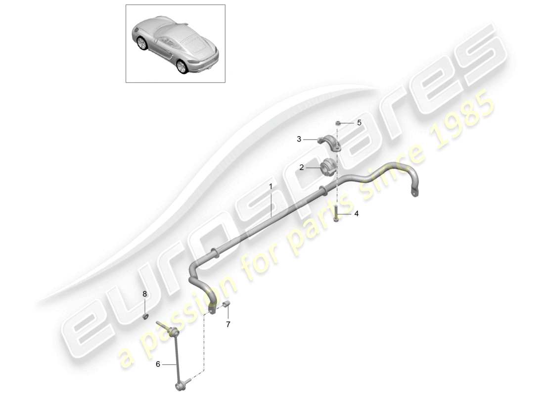 porsche 2022 (718 cayman) stabilisator teilediagramm