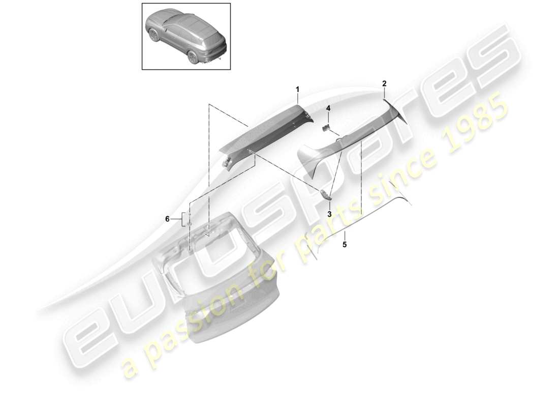 porsche 2024 (cayenne e3 9ya/9yb) heckspoiler sport design paket teilediagramm