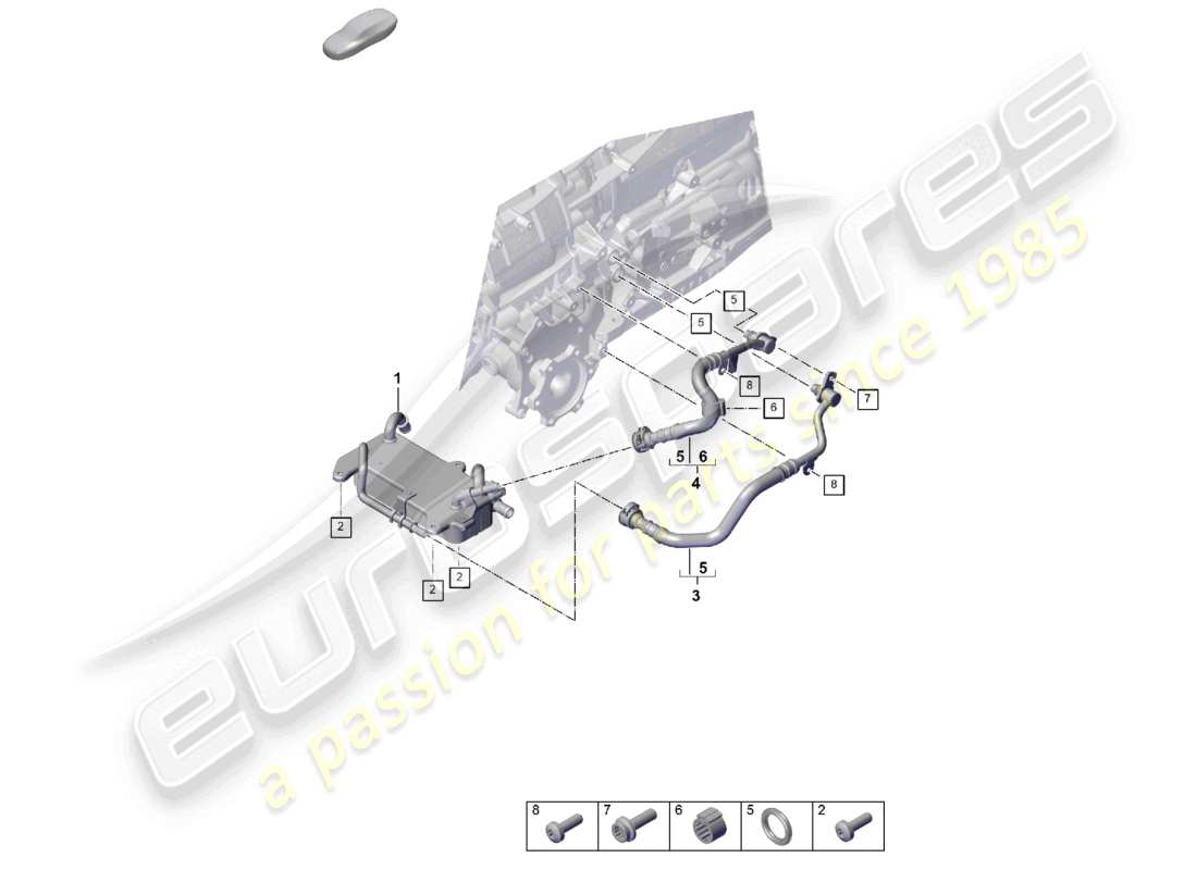 porsche 2025 (cayenne e3 pa) 8-speed automatikgetriebe für allradantrieb getriebeölkühler ölleitung teilediagramm
