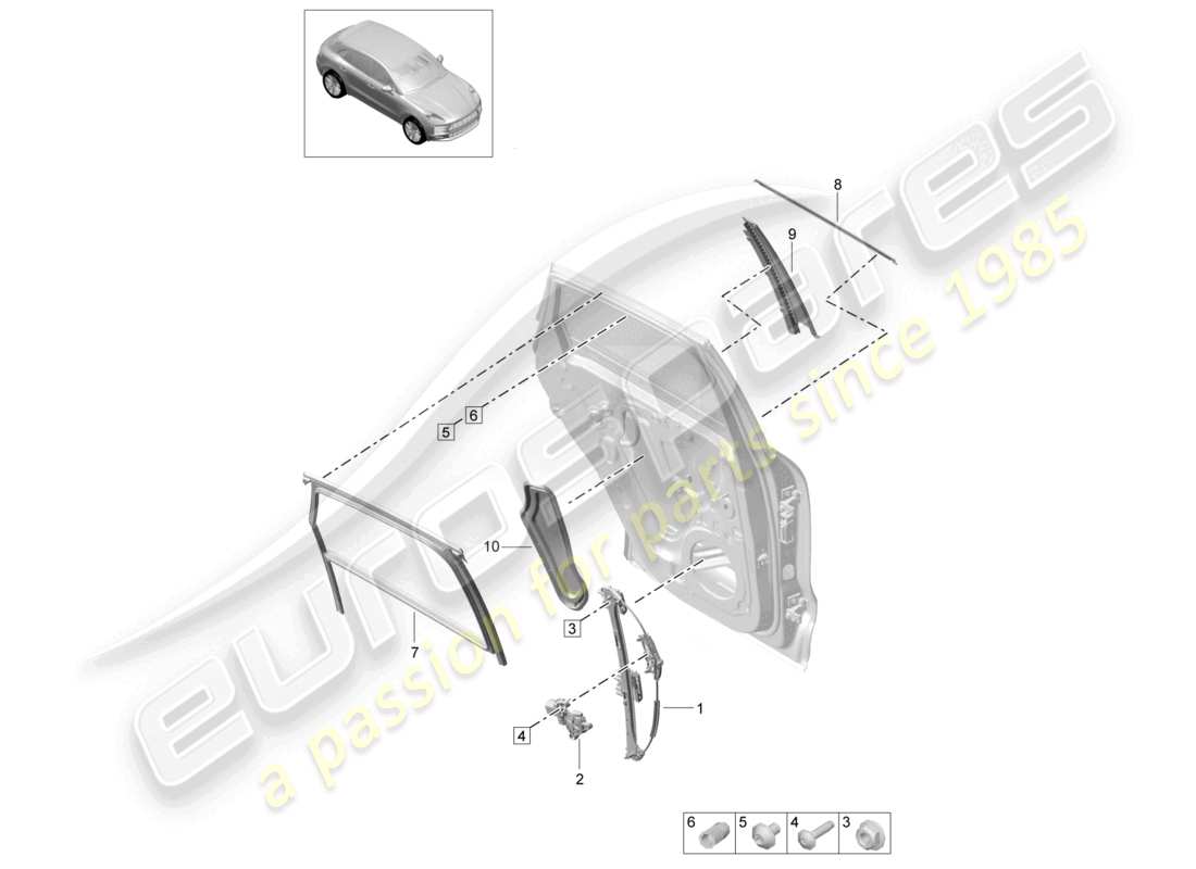 porsche 2021 (macan) fensterheber hintertüren teilediagramm
