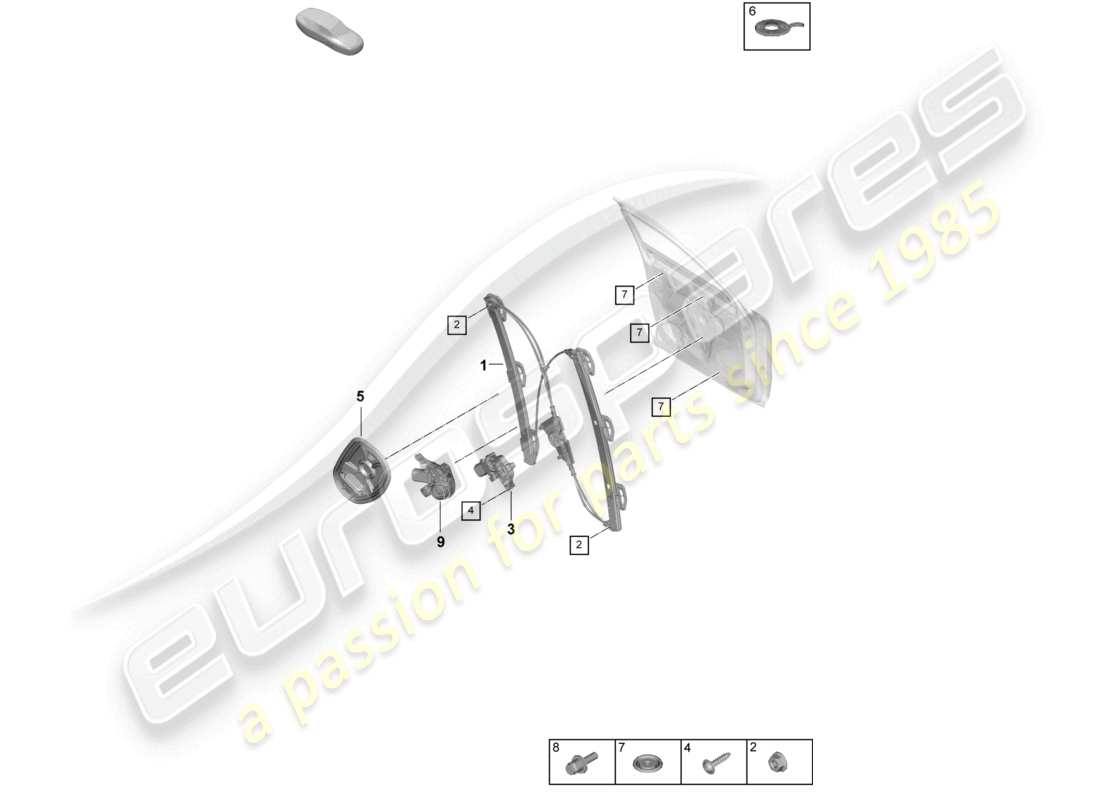 porsche 2025 (cayenne e3 pa) fensterheber vorne montageträger teilediagramm
