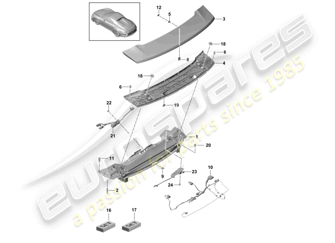 porsche 2021 (991-2 r/gt3/rs) heckspoiler teilediagramm