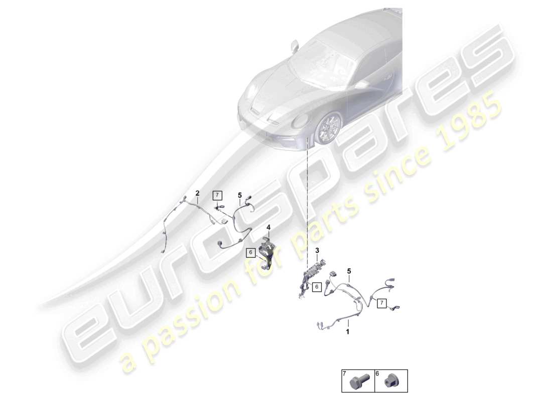 porsche 2026 (992-2 gt3) kabelsatz für stoßfänger kabelsatz für den frontkabelbaum für antiblockiersystem -abs- ersatzteildiagramm