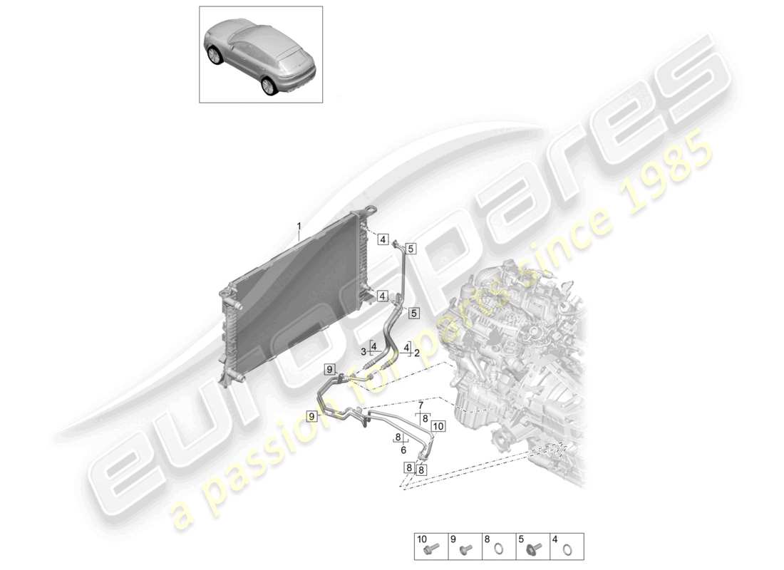 porsche 2021 (macan) - pdk - getriebe getriebeölkühler öldruckleitung teilediagramm