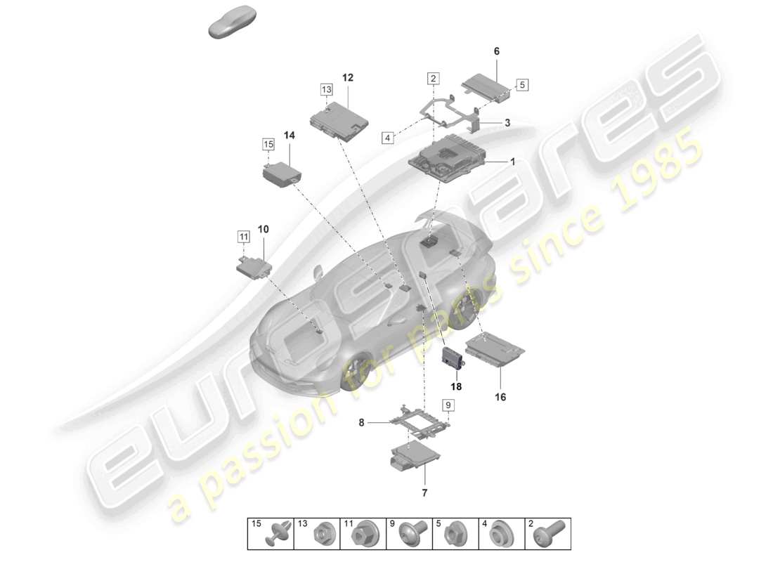 porsche 2026 (992-2 gt3/rs/st) steuergeräte ersatzteildiagramm